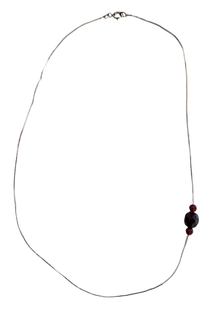Silver necklace with antique garnet beads